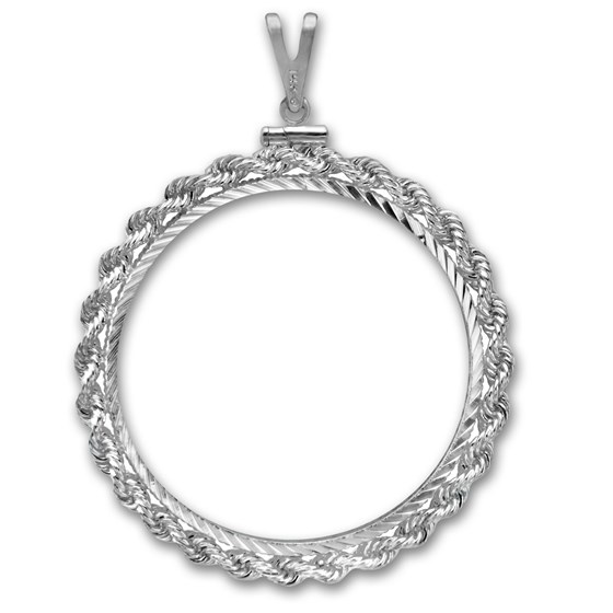 Sterling Silver Screw Top Diamond Cut Rope Coin Bezel 40.6 mm